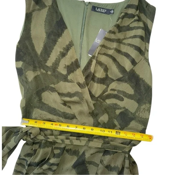 Lauren Ralph Lauren Green Midi Dress NWT Size 16 Fit & Flare - Picture 8 of 12